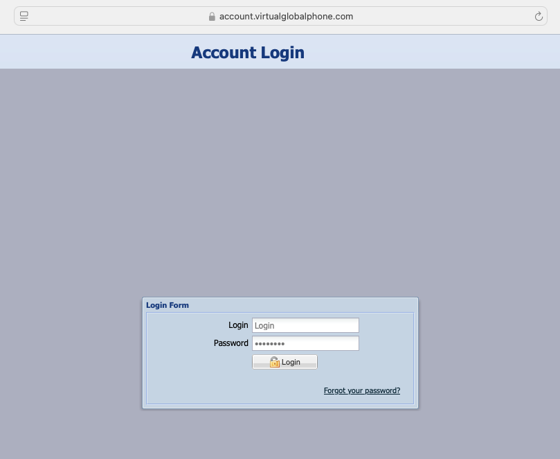 Login to https://account.virtualglobalphone.com