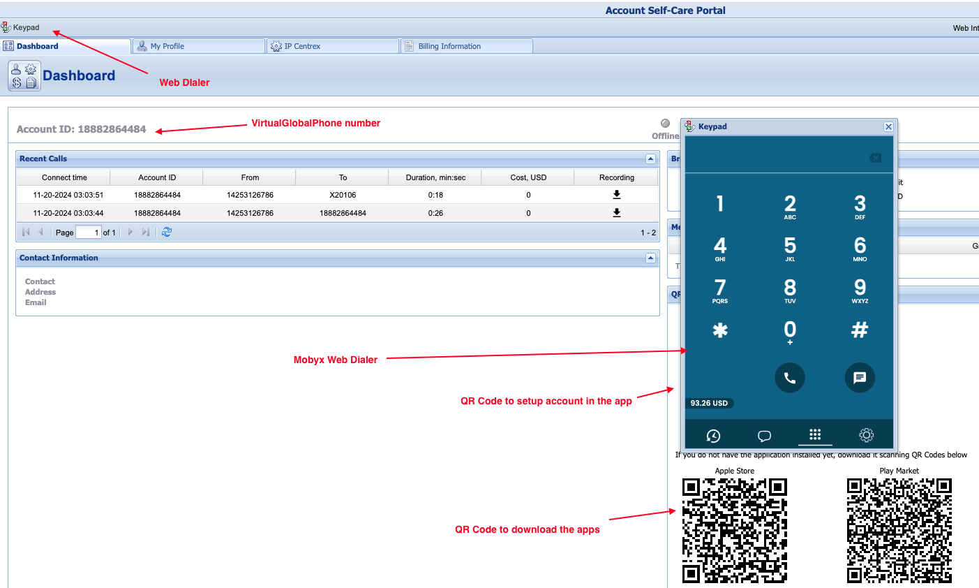 Login to https://account.virtualglobalphone.com