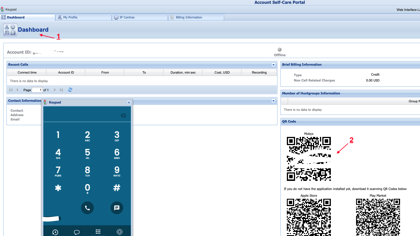 VirtualGlobalPhone App QR Scan for account