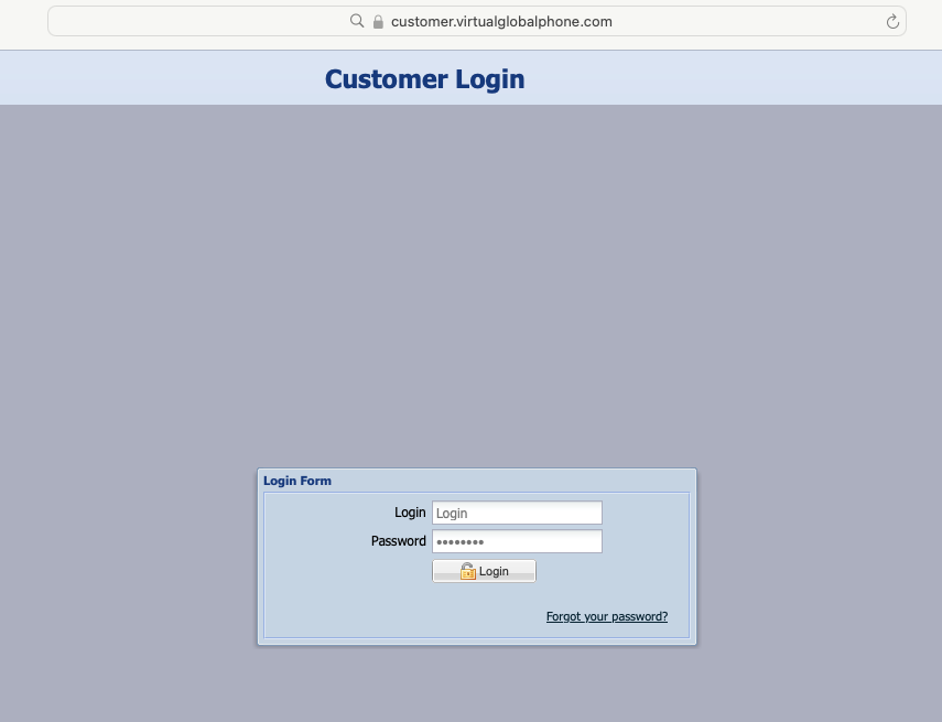 Login to https://customer.virtualglobalphone.com